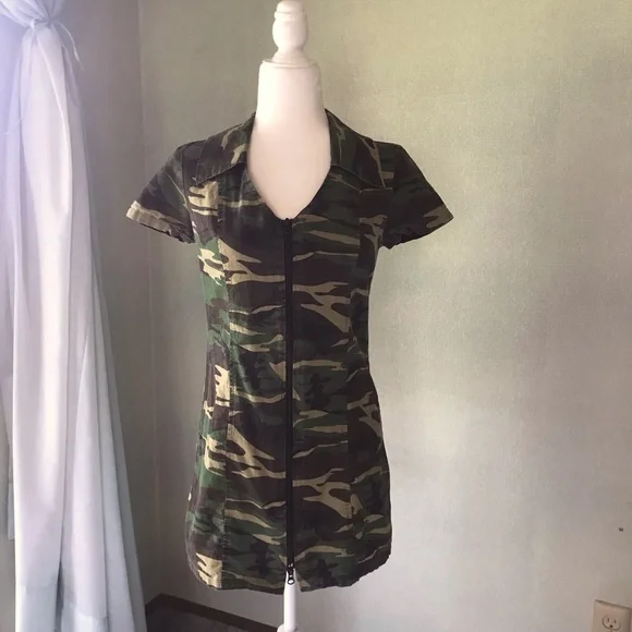 CHARADES Sexy Army Dress, Mini Camo Dress Costume Cosplay, Camouflage, M - Picture 2 of 11